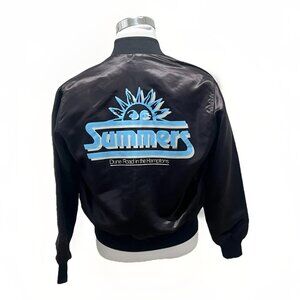 Vintage SUMMERS Dune Rd HAMPTONS Bar Club Bomber Jacket Mens Small Made in USA
